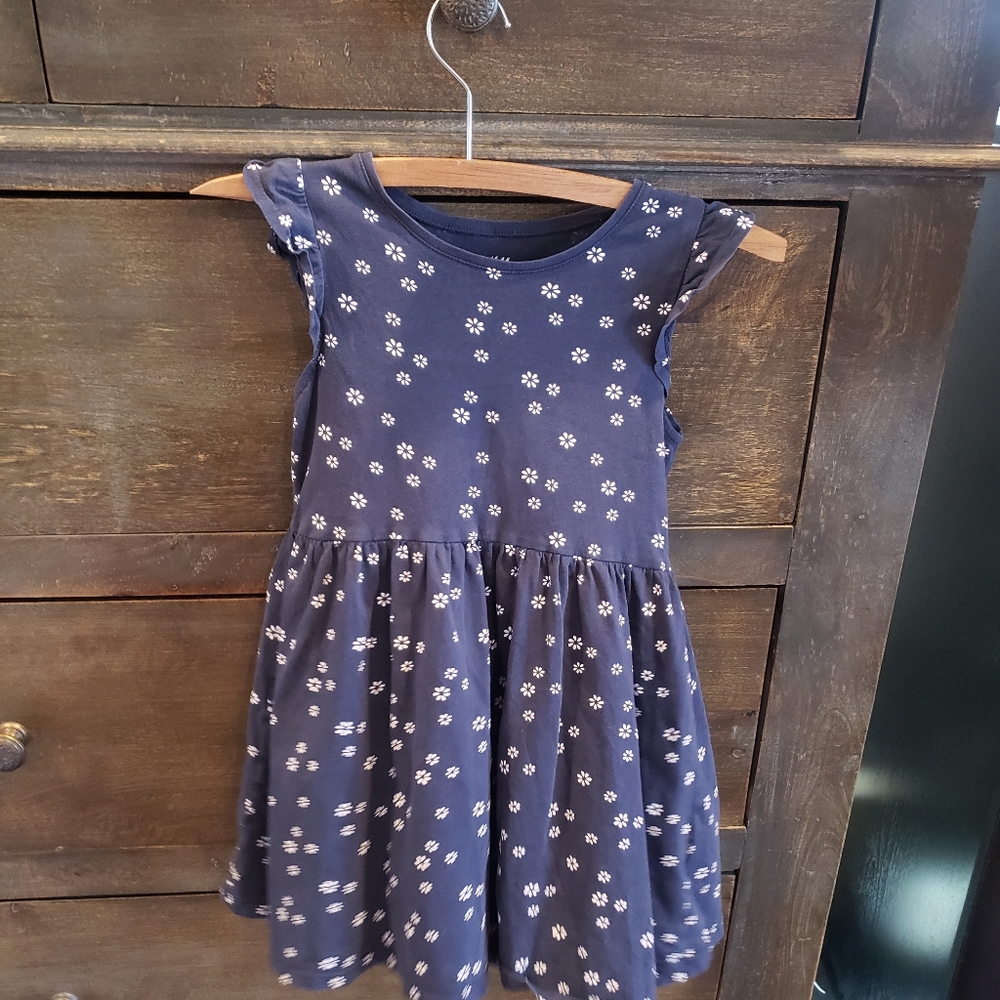 H&M 4/6 Navy Floral Print Dress